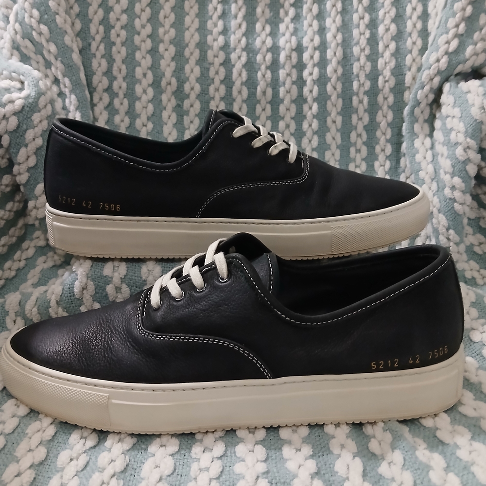 Common Projects Black Leather Low-Top Sneakers with White Laces